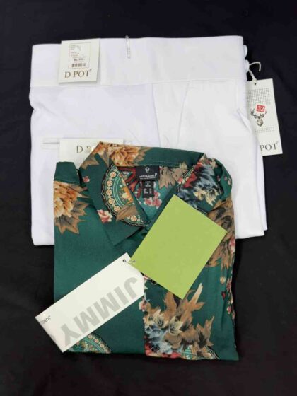 Mens Korean Style Floral Shirt With White Trouser COMBO