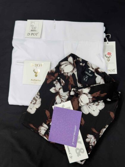 Mens Korean Style Floral Shirt With White Trouser COMBO